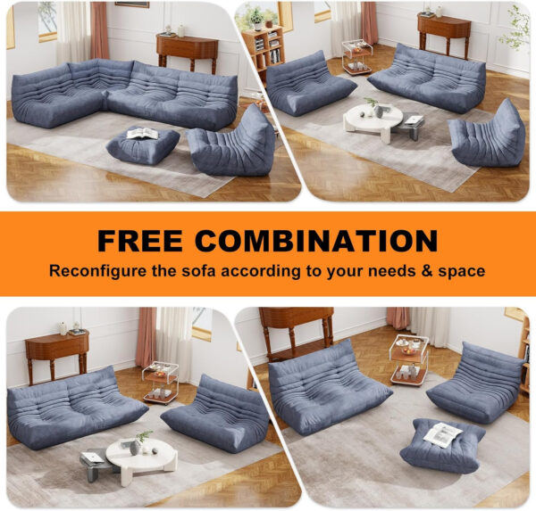 Bean Bag Chair for Adults, Bean Bag Sofa - Adult Size with Soft Waterproof Fabric for Living Room, Apartments, Reading Corner, Gaming, and Movie Venue (DarkOrange)