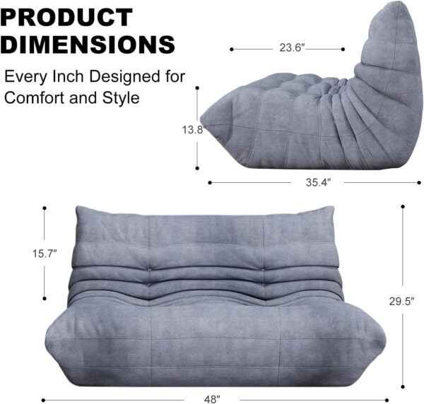 Bean Bag Chair for Adults, Bean Bag Sofa - Adult Size with Soft Waterproof Fabric for Living Room, Apartments, Reading Corner, Gaming, and Movie Venue (DarkOrange)