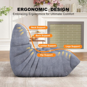 Bean Bag Chair for Adults, Bean Bag Sofa - Adult Size with Soft Waterproof Fabric for Living Room, Apartments, Reading Corner, Gaming, and Movie Venue (DarkOrange)