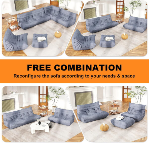 Bean Bag Chair for Adults, Bean Bag Sofa - Adult Size with Soft Waterproof Fabric for Living Room, Apartments, Reading Corner, Gaming, and Movie Venue (DarkOrange)