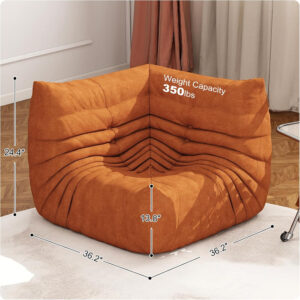 Bean Bag Chair for Adults, Bean Bag Sofa - Adult Size with Soft Waterproof Fabric for Living Room, Apartments, Reading Corner, Gaming, and Movie Venue (DarkOrange)