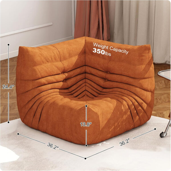 Bean Bag Chair for Adults, Bean Bag Sofa - Adult Size with Soft Waterproof Fabric for Living Room, Apartments, Reading Corner, Gaming, and Movie Venue (DarkOrange)