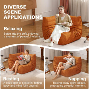 Bean Bag Chair for Adults, Bean Bag Sofa - Adult Size with Soft Waterproof Fabric for Living Room, Apartments, Reading Corner, Gaming, and Movie Venue (DarkOrange)