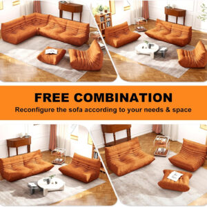 Bean Bag Chair for Adults, Bean Bag Sofa - Adult Size with Soft Waterproof Fabric for Living Room, Apartments, Reading Corner, Gaming, and Movie Venue (DarkOrange)