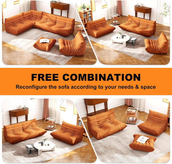 Bean Bag Chair for Adults, Bean Bag Sofa - Adult Size with Soft Waterproof Fabric for Living Room, Apartments, Reading Corner, Gaming, and Movie Venue (DarkOrange)