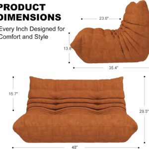 Bean Bag Chair for Adults, Bean Bag Sofa - Adult Size with Soft Waterproof Fabric for Living Room, Apartments, Reading Corner, Gaming, and Movie Venue (DarkOrange)