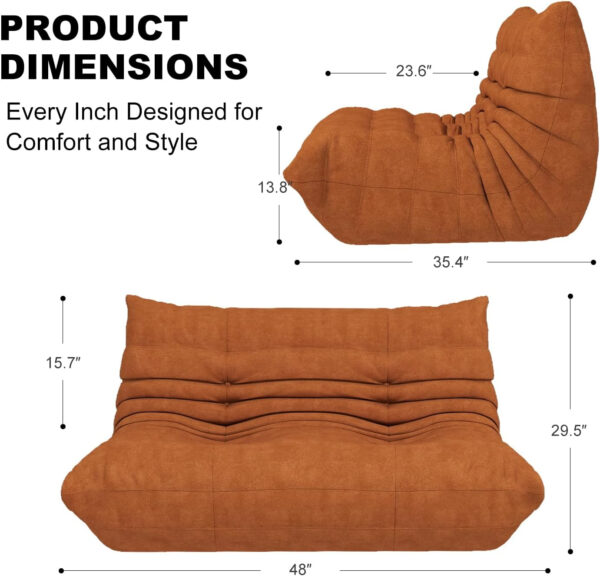 Bean Bag Chair for Adults, Bean Bag Sofa - Adult Size with Soft Waterproof Fabric for Living Room, Apartments, Reading Corner, Gaming, and Movie Venue (DarkOrange)