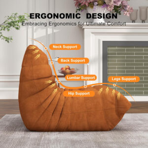 Bean Bag Chair for Adults, Bean Bag Sofa - Adult Size with Soft Waterproof Fabric for Living Room, Apartments, Reading Corner, Gaming, and Movie Venue (DarkOrange)
