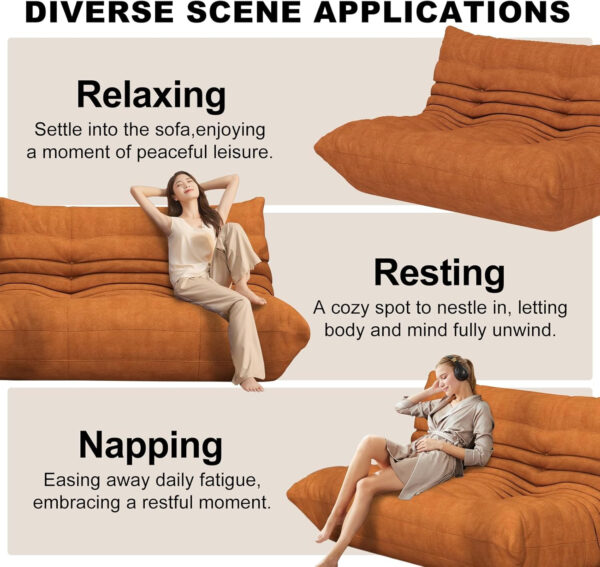 Bean Bag Chair for Adults, Bean Bag Sofa - Adult Size with Soft Waterproof Fabric for Living Room, Apartments, Reading Corner, Gaming, and Movie Venue (DarkOrange)
