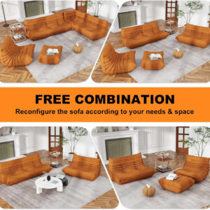 Bean Bag Chair for Adults, Bean Bag Sofa - Adult Size with Soft Waterproof Fabric for Living Room, Apartments, Reading Corner, Gaming, and Movie Venue (DarkOrange)