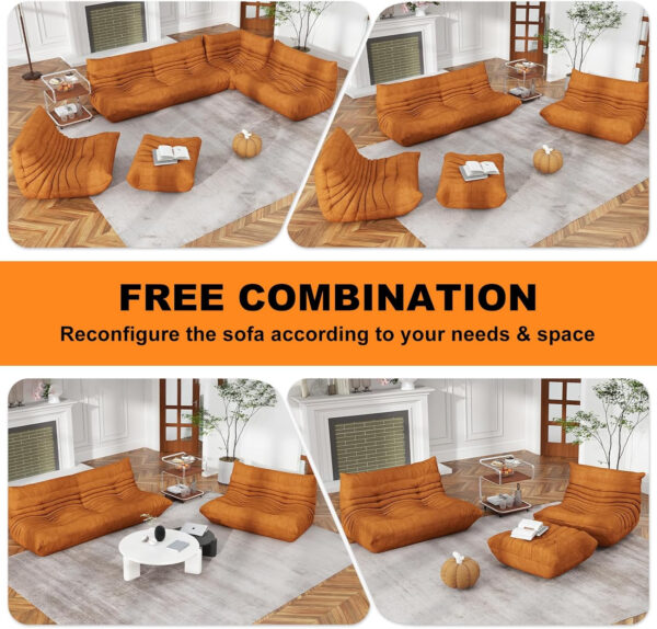 Bean Bag Chair for Adults, Bean Bag Sofa - Adult Size with Soft Waterproof Fabric for Living Room, Apartments, Reading Corner, Gaming, and Movie Venue (DarkOrange)