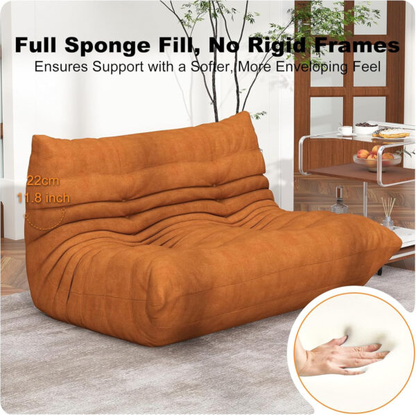 Bean Bag Chair for Adults, Bean Bag Sofa - Adult Size with Soft Waterproof Fabric for Living Room, Apartments, Reading Corner, Gaming, and Movie Venue (DarkOrange)