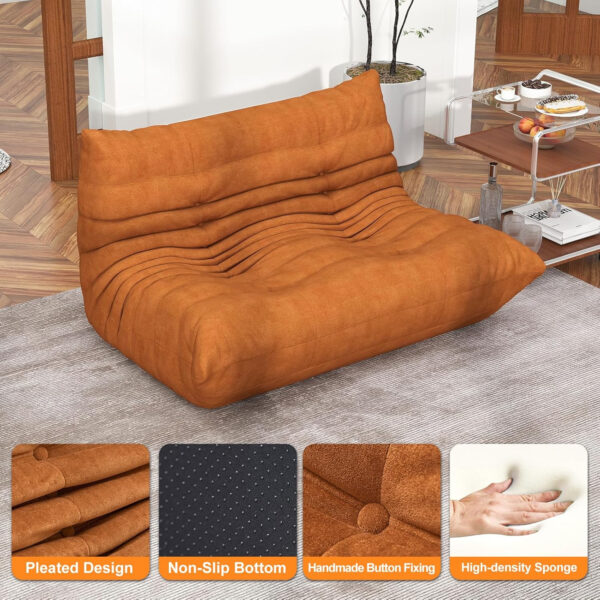 Bean Bag Chair for Adults, Bean Bag Sofa - Adult Size with Soft Waterproof Fabric for Living Room, Apartments, Reading Corner, Gaming, and Movie Venue (DarkOrange)