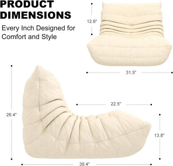 Bean Bag Chair for Adults, Bean Bag Sofa - Adult Size with Soft Waterproof Fabric for Living Room, Apartments, Reading Corner, Gaming, and Movie Venue (DarkOrange)