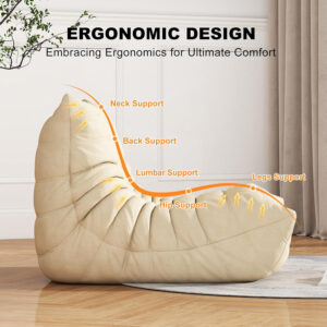 Bean Bag Chair for Adults, Bean Bag Sofa - Adult Size with Soft Waterproof Fabric for Living Room, Apartments, Reading Corner, Gaming, and Movie Venue (DarkOrange)