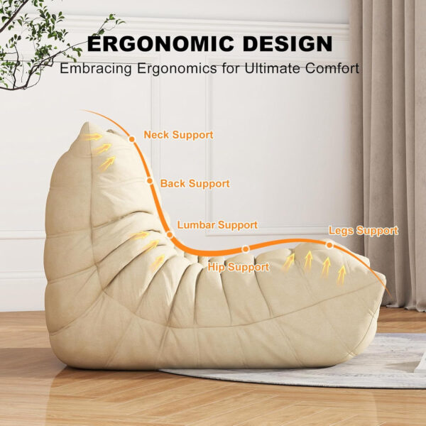 Bean Bag Chair for Adults, Bean Bag Sofa - Adult Size with Soft Waterproof Fabric for Living Room, Apartments, Reading Corner, Gaming, and Movie Venue (DarkOrange)