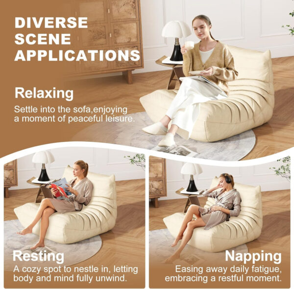 Bean Bag Chair for Adults, Bean Bag Sofa - Adult Size with Soft Waterproof Fabric for Living Room, Apartments, Reading Corner, Gaming, and Movie Venue (DarkOrange)