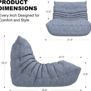 Bean Bag Chair for Adults, Bean Bag Sofa - Adult Size with Soft Waterproof Fabric for Living Room, Apartments, Reading Corner, Gaming, and Movie Venue (DarkOrange)