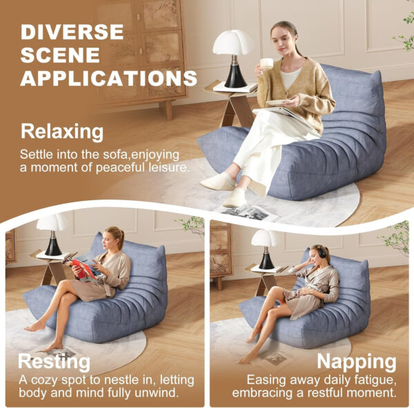 Bean Bag Chair for Adults, Bean Bag Sofa - Adult Size with Soft Waterproof Fabric for Living Room, Apartments, Reading Corner, Gaming, and Movie Venue (DarkOrange)