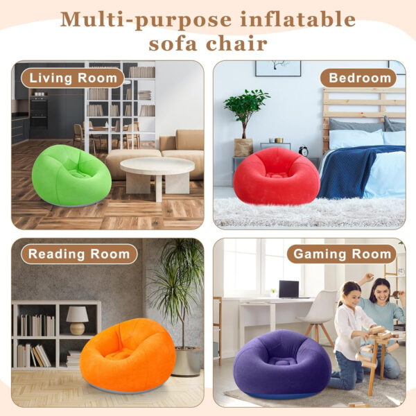 6 Pcs Bean Bag Chairs for Adults Inflatable Chairs with Electric Air Pump,Blow up Couch Folding Portable Inflatable Couch Lazy Sofa for Reading Living Room Camping (Colorful)