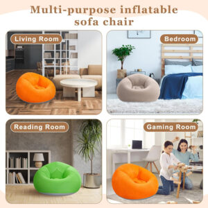 6 Pcs Bean Bag Chairs for Adults Inflatable Chairs with Electric Air Pump,Blow up Couch Folding Portable Inflatable Couch Lazy Sofa for Reading Living Room Camping (Colorful)