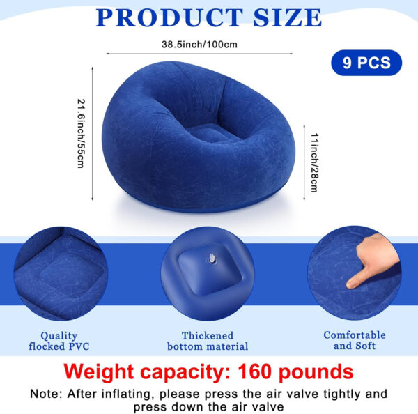 6 Pcs Bean Bag Chairs for Adults Inflatable Chairs with Electric Air Pump,Blow up Couch Folding Portable Inflatable Couch Lazy Sofa for Reading Living Room Camping (Colorful)