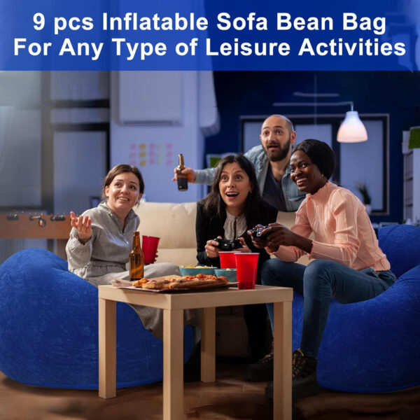 6 Pcs Bean Bag Chairs for Adults Inflatable Chairs with Electric Air Pump,Blow up Couch Folding Portable Inflatable Couch Lazy Sofa for Reading Living Room Camping (Colorful)