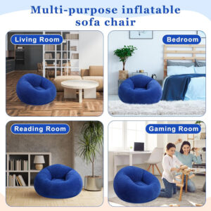 6 Pcs Bean Bag Chairs for Adults Inflatable Chairs with Electric Air Pump,Blow up Couch Folding Portable Inflatable Couch Lazy Sofa for Reading Living Room Camping (Colorful)