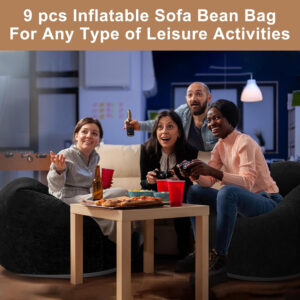 6 Pcs Bean Bag Chairs for Adults Inflatable Chairs with Electric Air Pump,Blow up Couch Folding Portable Inflatable Couch Lazy Sofa for Reading Living Room Camping (Colorful)