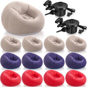 6 Pcs Bean Bag Chairs for Adults Inflatable Chairs with Electric Air Pump,Blow up Couch Folding Portable Inflatable Couch Lazy Sofa for Reading Living Room Camping (Colorful)