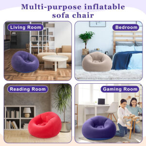 6 Pcs Bean Bag Chairs for Adults Inflatable Chairs with Electric Air Pump,Blow up Couch Folding Portable Inflatable Couch Lazy Sofa for Reading Living Room Camping (Colorful)