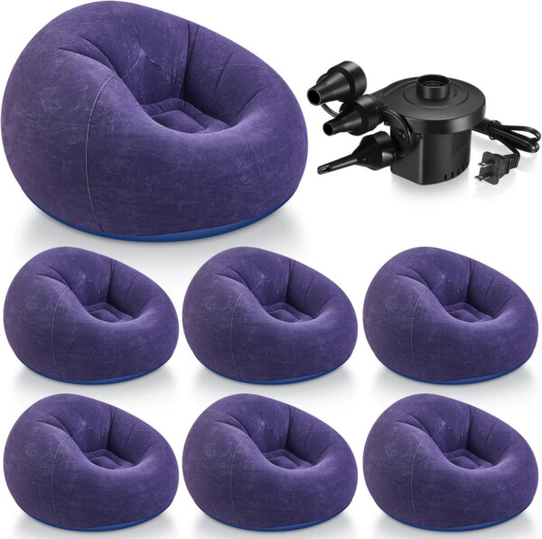 6 Pcs Bean Bag Chairs for Adults Inflatable Chairs with Electric Air Pump,Blow up Couch Folding Portable Inflatable Couch Lazy Sofa for Reading Living Room Camping (Colorful)