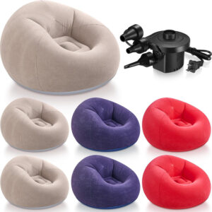 6 Pcs Bean Bag Chairs for Adults Inflatable Chairs with Electric Air Pump,Blow up Couch Folding Portable Inflatable Couch Lazy Sofa for Reading Living Room Camping (Colorful)
