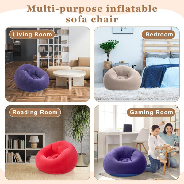6 Pcs Bean Bag Chairs for Adults Inflatable Chairs with Electric Air Pump,Blow up Couch Folding Portable Inflatable Couch Lazy Sofa for Reading Living Room Camping (Colorful)