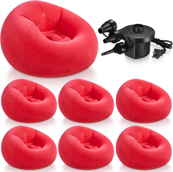6 Pcs Bean Bag Chairs for Adults Inflatable Chairs with Electric Air Pump,Blow up Couch Folding Portable Inflatable Couch Lazy Sofa for Reading Living Room Camping (Colorful)