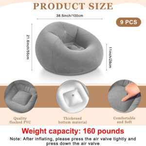 6 Pcs Bean Bag Chairs for Adults Inflatable Chairs with Electric Air Pump,Blow up Couch Folding Portable Inflatable Couch Lazy Sofa for Reading Living Room Camping (Colorful)