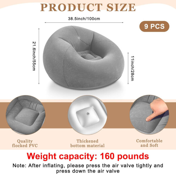 6 Pcs Bean Bag Chairs for Adults Inflatable Chairs with Electric Air Pump,Blow up Couch Folding Portable Inflatable Couch Lazy Sofa for Reading Living Room Camping (Colorful)