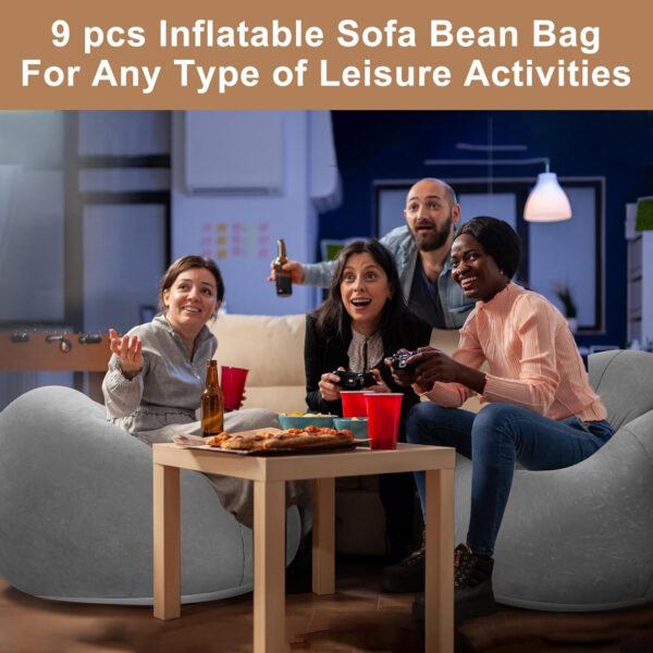 6 Pcs Bean Bag Chairs for Adults Inflatable Chairs with Electric Air Pump,Blow up Couch Folding Portable Inflatable Couch Lazy Sofa for Reading Living Room Camping (Colorful)