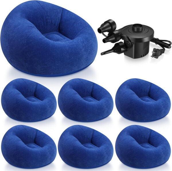 6 Pcs Bean Bag Chairs for Adults Inflatable Chairs with Electric Air Pump,Blow up Couch Folding Portable Inflatable Couch Lazy Sofa for Reading Living Room Camping (Colorful)
