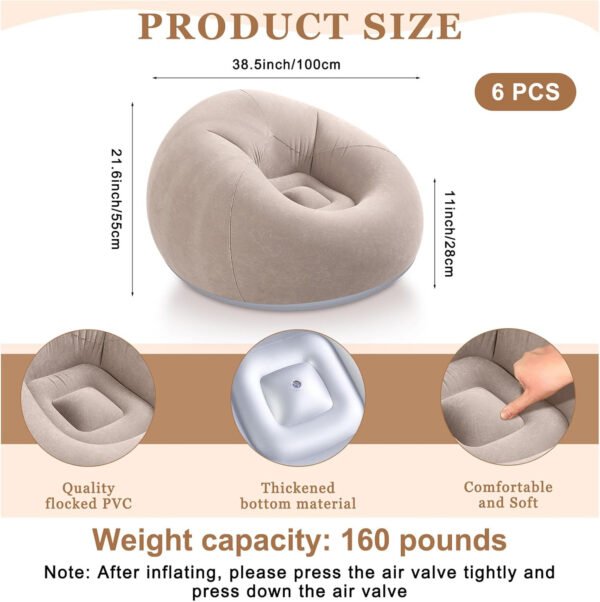 6 Pcs Bean Bag Chairs for Adults Inflatable Chairs with Electric Air Pump,Blow up Couch Folding Portable Inflatable Couch Lazy Sofa for Reading Living Room Camping (Colorful)