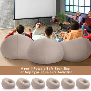 6 Pcs Bean Bag Chairs for Adults Inflatable Chairs with Electric Air Pump,Blow up Couch Folding Portable Inflatable Couch Lazy Sofa for Reading Living Room Camping (Colorful)