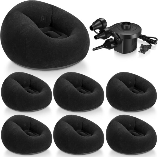 6 Pcs Bean Bag Chairs for Adults Inflatable Chairs with Electric Air Pump,Blow up Couch Folding Portable Inflatable Couch Lazy Sofa for Reading Living Room Camping (Colorful)