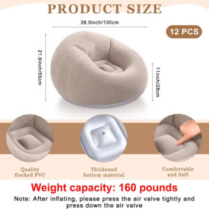 6 Pcs Bean Bag Chairs for Adults Inflatable Chairs with Electric Air Pump,Blow up Couch Folding Portable Inflatable Couch Lazy Sofa for Reading Living Room Camping (Colorful)