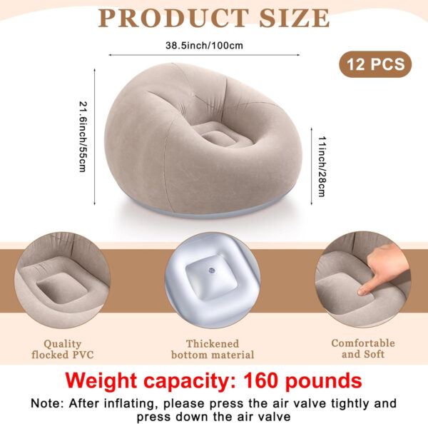 6 Pcs Bean Bag Chairs for Adults Inflatable Chairs with Electric Air Pump,Blow up Couch Folding Portable Inflatable Couch Lazy Sofa for Reading Living Room Camping (Colorful)