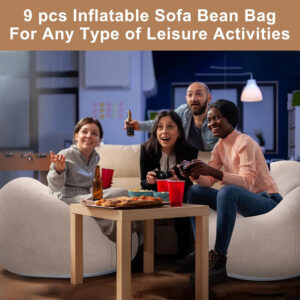 6 Pcs Bean Bag Chairs for Adults Inflatable Chairs with Electric Air Pump,Blow up Couch Folding Portable Inflatable Couch Lazy Sofa for Reading Living Room Camping (Colorful)