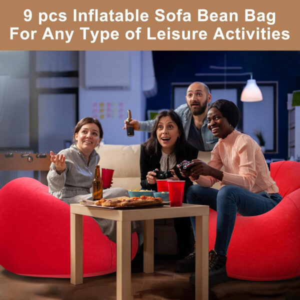 6 Pcs Bean Bag Chairs for Adults Inflatable Chairs with Electric Air Pump,Blow up Couch Folding Portable Inflatable Couch Lazy Sofa for Reading Living Room Camping (Colorful)