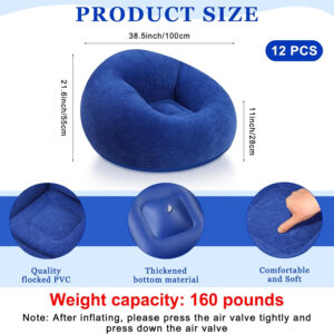 6 Pcs Bean Bag Chairs for Adults Inflatable Chairs with Electric Air Pump,Blow up Couch Folding Portable Inflatable Couch Lazy Sofa for Reading Living Room Camping (Colorful)