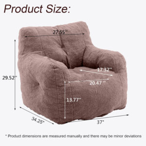 Recaceik Bean Bag Chairs, Tufted Soft Stuffed with Filler, Fluffy and Lazy Sofa, Imperial Lounger Giant Chair for Bedroom, Living Room, White