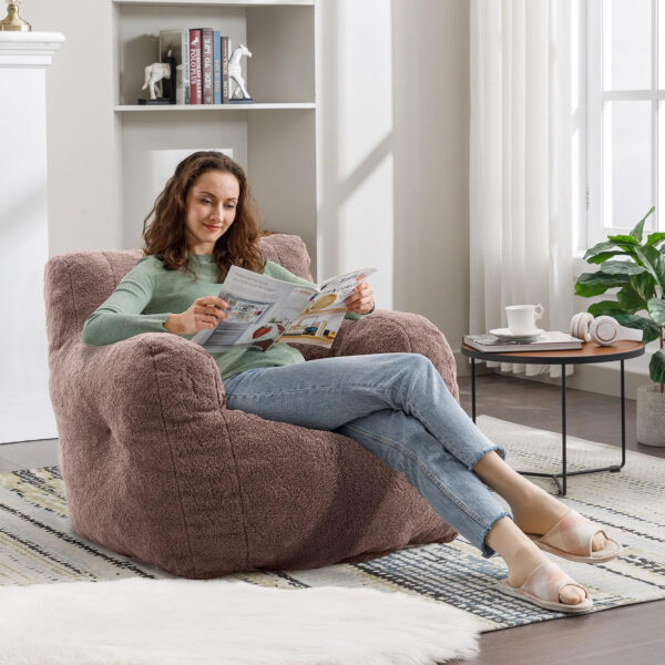 Recaceik Bean Bag Chairs, Tufted Soft Stuffed with Filler, Fluffy and Lazy Sofa, Imperial Lounger Giant Chair for Bedroom, Living Room, White