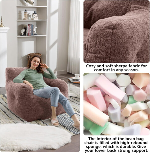 Recaceik Bean Bag Chairs, Tufted Soft Stuffed with Filler, Fluffy and Lazy Sofa, Imperial Lounger Giant Chair for Bedroom, Living Room, White